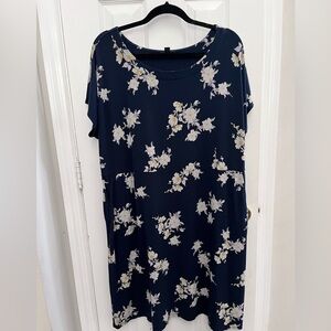 J Jill wearever floral XL Petite navy stretch knit casual dress